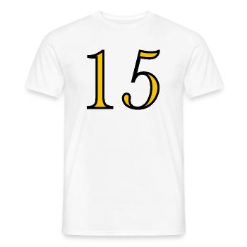15. 15 ANS. 15e ANNIVERSAIRE. ANNIVERSAIRE 15 ANS. - T-shirt homme - blanc - Devant - AI Model Male 178 dark (178cm)