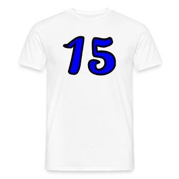 15. 15 ANS. 15e ANNIVERSAIRE. ANNIVERSAIRE 15 ANS. - T-shirt homme - blanc - Devant - AI Model Male 178 dark (178cm)