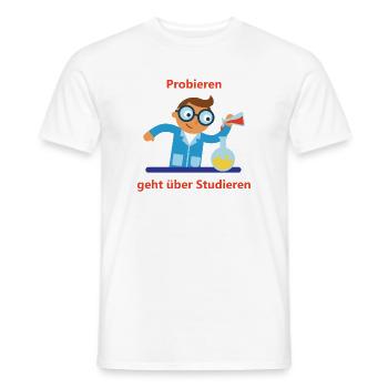 Le plaisir de l’expérimentation : essayer au lieu d’étudier - T-shirt homme - blanc - Devant - AI Model Male 178 dark (178cm)