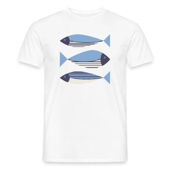 Illustrated Graphic Fish Blue - Men's T-Shirt - white - Front - AI Model Male 178 dark (178cm)