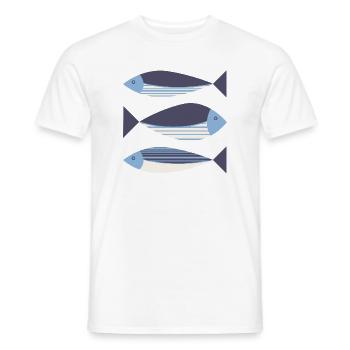 Illustrated Graphic Fish Dark Blue - Men's T-Shirt - white - Front - AI Model Male 178 dark (178cm)