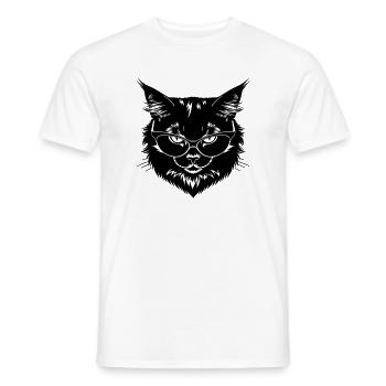Schwarze Katze mit Brille - Männer T-Shirt - Weiß - Vorne - AI Model Male 178 dark (178cm)