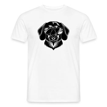 Dackel Hundekopf mit Sonnenbrille - Männer T-Shirt - Weiß - Vorne - AI Model Male 178 dark (178cm)