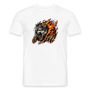 Wolf In Flame Eruption - Men's T-Shirt - white - Front - AI Model Male 178 dark (178cm)
