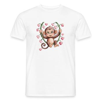  Süßes Affenbaby mit Herzchen Motiv für Kinder - Männer T-Shirt - Weiß - Vorne - AI Model Male 178 dark (178cm)