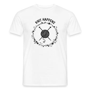 Knit Happens Wolle Stricken - Männer T-Shirt - Weiß - Vorne - AI Model Male 178 dark (178cm)