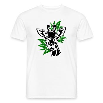 Giraffe mit Blätter im Hintergrund - Männer T-Shirt - Weiß - Vorne - AI Model Male 178 dark (178cm)