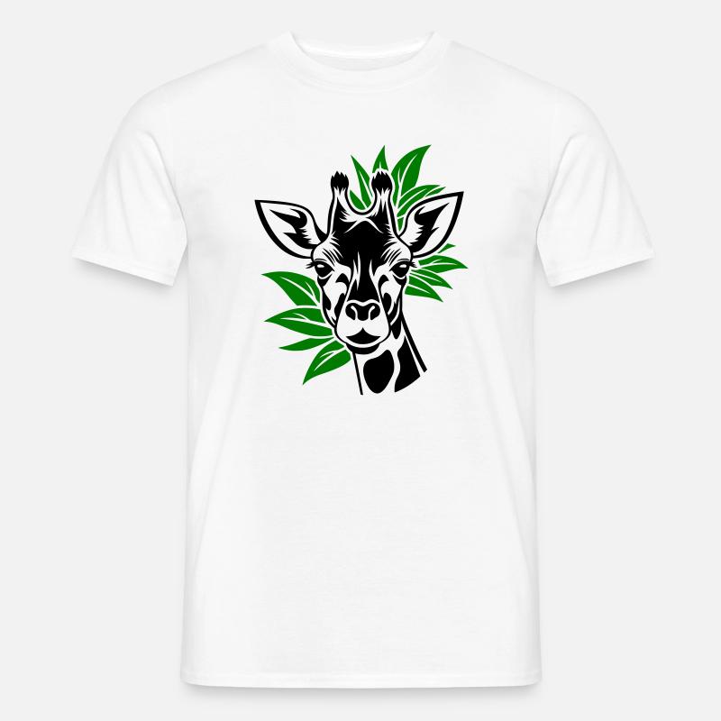 Giraf med blade i baggrunden - Mænd T-shirt - hvid