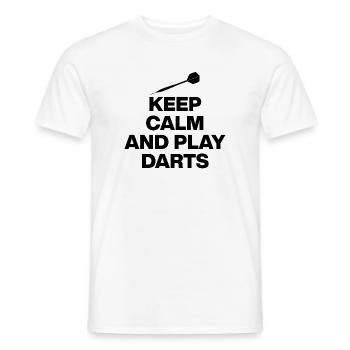 KEEP CALM AND PLAY DARTS! 180 ARROWS - Men's T-Shirt - white - Front - AI Model Male 178 dark (178cm)