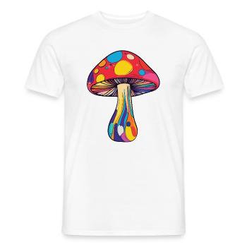 Colorful Toadstool Psychedelic Rainbow Mushroom - Men's T-Shirt - white - Front - AI Model Male 178 dark (178cm)