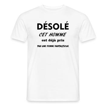 MANN ERWISCHT - Männer T-Shirt - Weiß - Vorne - AI Model Male 178 dark (178cm)