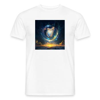 Harp in Cosmic Dawn - Men's T-Shirt - white - Front - AI Model Male 178 dark (178cm)