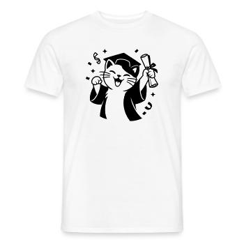 Diplom Katze - Männer T-Shirt - Weiß - Vorne - AI Model Male 178 dark (178cm)