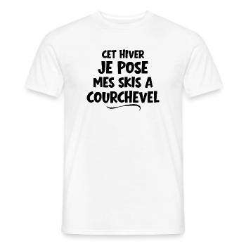 station de ski, skieur, Courchevel - T-shirt homme - blanc - Devant - AI Model Male 178 dark (178cm)