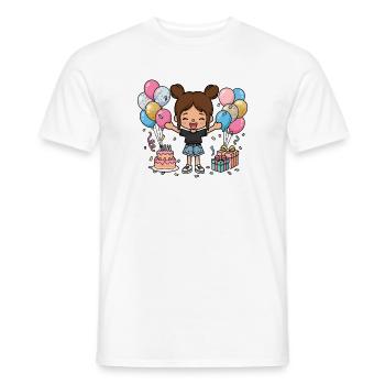Happy Birthday Girl - Cute Toca game character - Men's T-Shirt - white - Front - AI Model Male 178 dark (178cm)