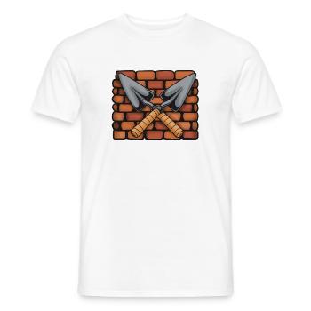 Maurersymbol: Überkreuzte Kellen vor Ziegelwand - Männer T-Shirt - Weiß - Vorne - AI Model Male 178 dark (178cm)