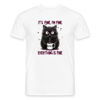 Its Fine Im Fine Coffee Cat Humor - Men's T-Shirt - white - Front - AI Model Male 178 dark (178cm)