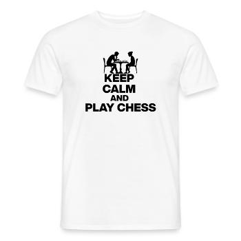 KEEP CALM AND PLAY CHESS! CHESS FANS white - Men's T-Shirt - white - Front - AI Model Male 178 dark (178cm)