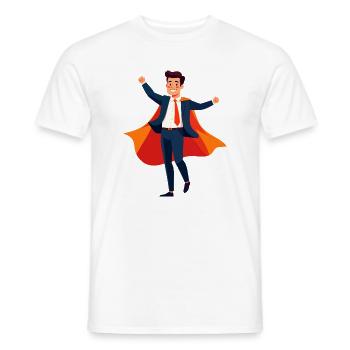 Motif de Héros du Bureau de Réussite des Héros d’Affaires - T-shirt homme - blanc - Devant - AI Model Male 178 dark (178cm)