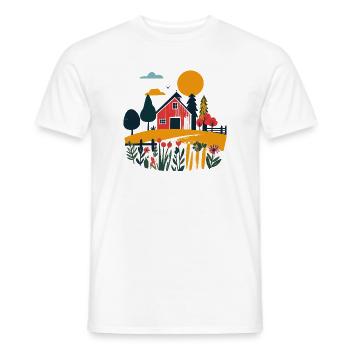 Rote Scheune im Sommerfeld Bauernhof Motiv - Männer T-Shirt - Weiß - Vorne - AI Model Male 178 dark (178cm)