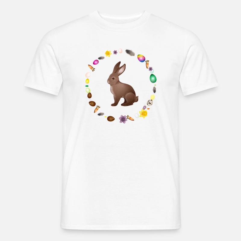 Easter bunny in Easter spring wreath - Men’s T-shirt - white