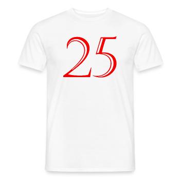 25. 25 YEARS. 25th ANNIVERSARY. 25 YEARS ANNIVERSARY. - Men's T-Shirt - white - Front - AI Model Male 178 dark (178cm)