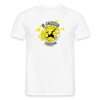Spin to Slim Jubiläum - für helle Untergründe - Männer T-Shirt - Weiß - Vorne - AI Model Male 178 dark (178cm)