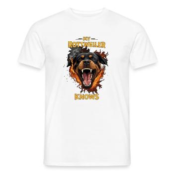 Si mon rottweiler n’aime pas l’épinette de Lustiger - T-shirt homme - blanc - Devant - AI Model Male 178 dark (178cm)