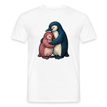 Hugged Penguins: Blue Pink Duo - Men's T-Shirt - white - Front - AI Model Male 178 dark (178cm)