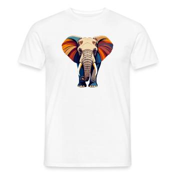 Motif graphique vectoriel coloré de gros éléphant coloré - T-shirt homme - blanc - Devant - AI Model Male 178 dark (178cm)