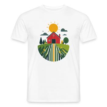 Bauernhof mit roter Scheune Landwirtschaft Motiv - Männer T-Shirt - Weiß - Vorne - AI Model Male 178 dark (178cm)
