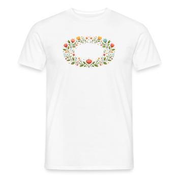 Floral Spring Frame with Flowers - Men's T-Shirt - white - Front - AI Model Male 178 dark (178cm)