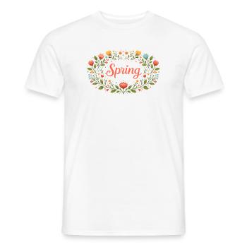 Spring lettering in floral spring wreath - Men's T-Shirt - white - Front - AI Model Male 178 dark (178cm)
