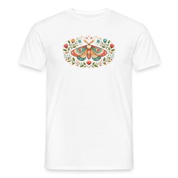 Papillon de nuit printanier avec ornements floraux - T-shirt homme - blanc - Devant - AI Model Male 178 dark (178cm)