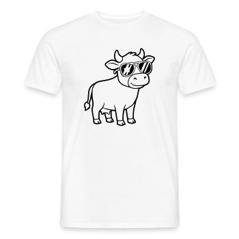 Cool Cow Sunglasses Casual Vector - Men's T-Shirt - white - Front - AI Model Male 178 dark (178cm)