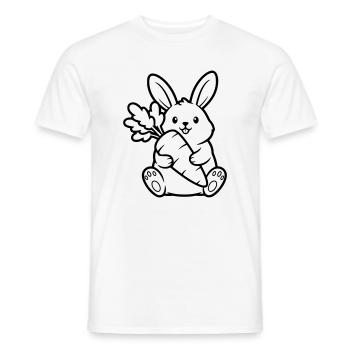 Vecteur de coloration de lapin avec carotte et carotte - T-shirt homme - blanc - Devant - AI Model Male 178 dark (178cm)