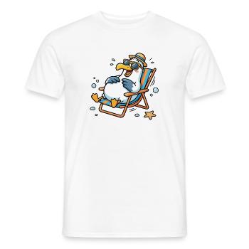 Relaxte Möwe am Strand - Männer T-Shirt - Weiß - Vorne - AI Model Male 178 dark (178cm)