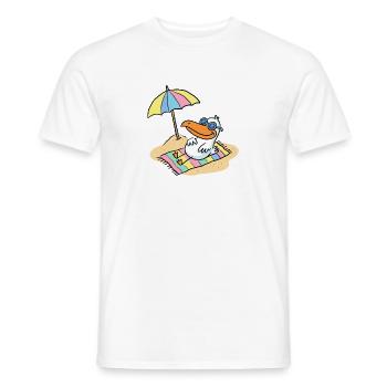 Sonnenvogel am Strand mit Schirm - Männer T-Shirt - Weiß - Vorne - AI Model Male 178 dark (178cm)
