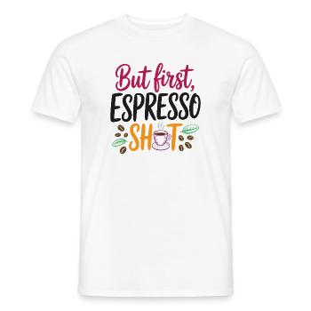 Mais le premier shot d’espresso - T-shirt homme - blanc - Devant - AI Model Male 178 dark (178cm)