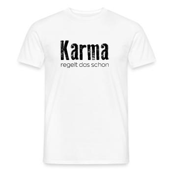 Le karma s’en occupera - T-shirt homme - blanc - Devant - AI Model Male 178 dark (178cm)