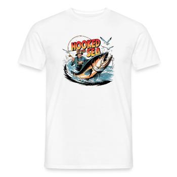 Hooked By The Sea Vintage Fishing - Men's T-Shirt - white - Front - AI Model Male 178 dark (178cm)