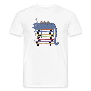 Blue Cat sur des skateboards - T-shirt homme - blanc - Devant - AI Model Male 178 dark (178cm)