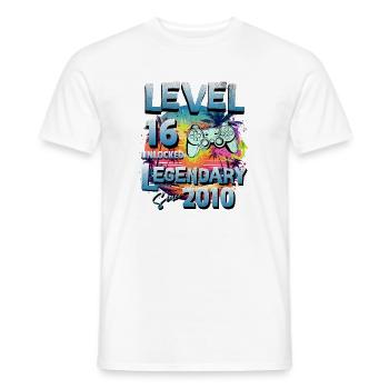 Level 16 Jahre Freigeschaltet seit 2010 Geburtstag - Männer T-Shirt - Weiß - Vorne - AI Model Male 178 dark (178cm)