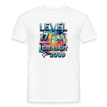Level 17 years Unlocked since 2009 Birthday - Men's T-Shirt - white - Front - AI Model Male 178 dark (178cm)