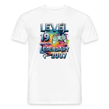Level 19 Jahre Freigeschaltet seit 2007 Geburtstag - Männer T-Shirt - Weiß - Vorne - AI Model Male 178 dark (178cm)
