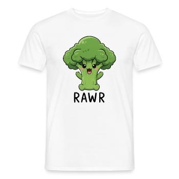 Dessin animé de brocoli sucré aux légumes Rire Joie Végan - T-shirt homme - blanc - Devant - AI Model Male 178 dark (178cm)