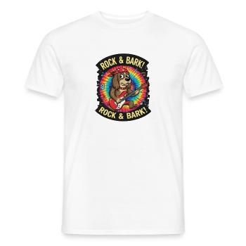 Rock & Bark Batik-Gitarrenhund - Männer T-Shirt - Weiß - Vorne - AI Model Male 178 dark (178cm)