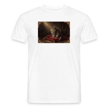 Royal Cat Pose in Baroque Frame - Men's T-Shirt - white - Front - AI Model Male 178 dark (178cm)