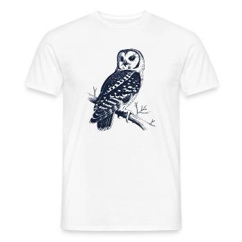 Vintage Eule auf Ast | Mystisches Wald Motiv - Männer T-Shirt - Weiß - Vorne - AI Model Male 178 dark (178cm)