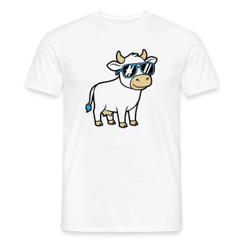 Cool Cow Sunglasses Casual Vector - Men's T-Shirt - white - Front - AI Model Male 178 dark (178cm)